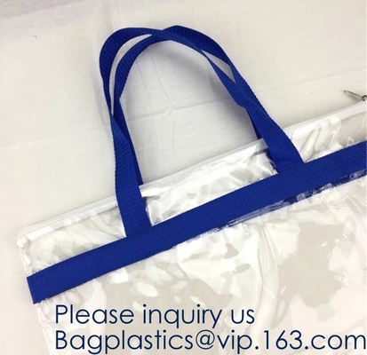 Оптовые женщины сумки tote винила фасонируют красному сердцу покупателя PVC винила прозрачного пляжа ходя по магазинам ясный, Th сумок ручек жилета