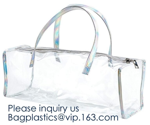 Ясные сумки Tote покупателя PVC, Tote сумка Pvc покупок материальная с логотипом, пакетом напитка, сумкой Tote покупателя с небольшим мешком