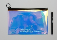 сумка слайдера PVC голографического портмона яркого блеска мини прозрачная ясная косметическая, сумка ясного винила сумки PVC молнии слайдера косметическая
