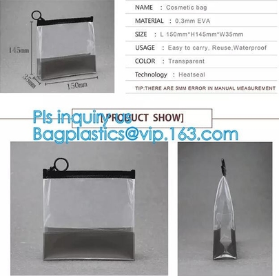 сумка pvc k винила мешка pvc ясная, сумка перемещения слайдера молнии PVC косметическая, сумка пакета товара, штейновый замороженный PVC s