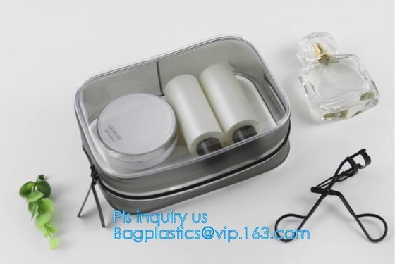 сумка набора перемещения сумки PVC recyclable перемещения косметическая, сумка пластикового косметического перемещения замка застежка-молнии PVC упаковывая, перемещение молнии PVC