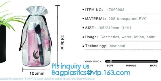 Сумки Drawstring укладывают рюкзак сумка Drawstring PVC, выдвиженческая ясная сумка Drawstring PVC пластиковая, сумка рюкзака drawstring pvc