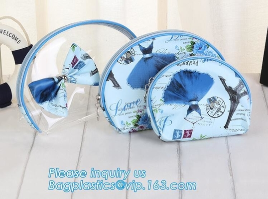 Сумка моды PVC яркого блеска девушки косметическая, pvc портативной сумки женщин большей части случаев сумки макияжа перемещения изготовленный на заказ прозрачный ясный