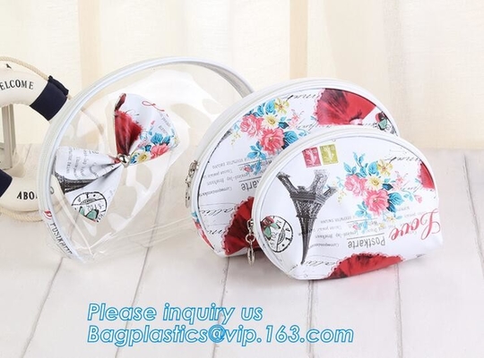 Сумка моды PVC яркого блеска девушки косметическая, pvc портативной сумки женщин большей части случаев сумки макияжа перемещения изготовленный на заказ прозрачный ясный