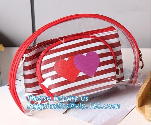 Сумка моды PVC яркого блеска девушки косметическая, pvc портативной сумки женщин большей части случаев сумки макияжа перемещения изготовленный на заказ прозрачный ясный