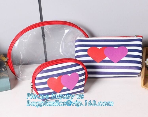 Сумка моды PVC яркого блеска девушки косметическая, pvc портативной сумки женщин большей части случаев сумки макияжа перемещения изготовленный на заказ прозрачный ясный