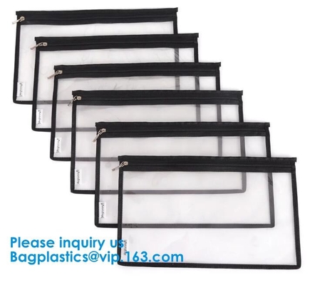 Сумка документа Pvc сумки A5 файла молнии Pvc ясности A4 ясная с красной сумкой конверта Pvc молнии B5 с мешком карты