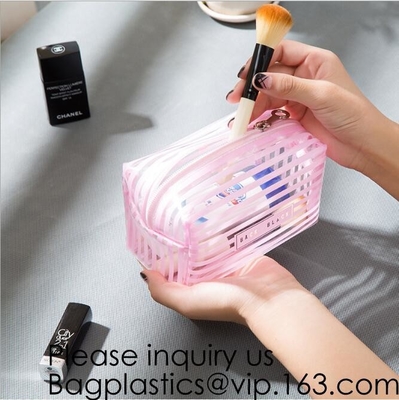 Ясный мешок молнии с мешком PVC сумки макияжа ремня косметическим, печатая ясный мешок PVC k косметический, bagease, bagplast