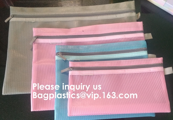 Сумка документа PVC пакета цвета сетки замка застежка-молнии папки файла офиса A4 ясная, кнопка сумки сумки документа сетки папки файла ясная