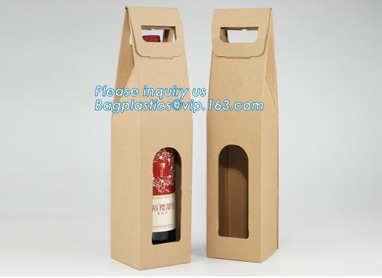 Подарка бутылки вина сумки бутылки бумажные мешки присутствующего декоративные с ручкой металла, вином пакуя бумажный мешок Kraft с рукой извива