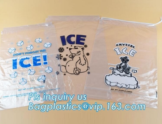 Сумка льда с Drawstring, сумка LDPE поставщиков Китая очень сильная пластиковая течебезопасного льда более крутая, сверхмощная пластиковая сумка льда w
