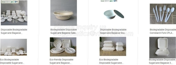 Пищевой контейнер багассы сахарного тростника Eco Biodegradable устранимый, подгоняет хранение c еды biodegradable кукурузного крахмала пластиковое