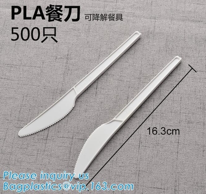 Столовый прибор PLA |нож|вилка|ложка, tableware вилки столового прибора PLA сертификата EN13432, устранимых и biodegradable PLA, PA bagease