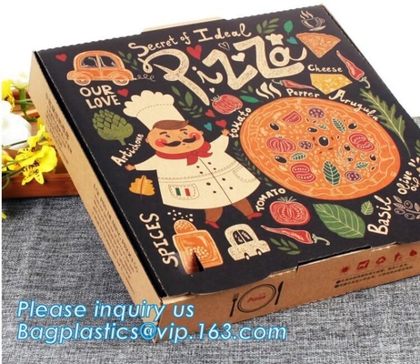 Напечатанная коричневая коробка пиццы бумаги kraft, дешевая коричневая бумажная коробка пиццы, дешевое напечатанное packa bagease коробки пиццы круга логотипа изготовленное на заказ