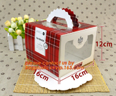 декоративные персонализированные бумажные коробки торта, изготовленная на заказ коробка торта ручки artpaper с окном PVC, коробками свадебного пирога с handl