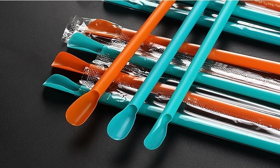 оптовая biodegradable солома 100% PLA выпивая с ложкой, пакетом выпивая соломы PLA eco дружелюбным biodegradable пластиковым