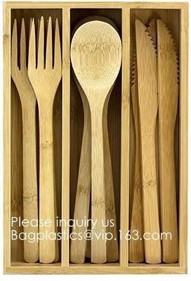 многоразовый бамбуковый набор Flatware 12-Piece с портативным случаем хранения, прерывая доской, доской сыра, доской пиццы, ящиком Organzie