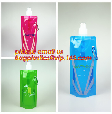 портативная складная сумка воды бутылки с водой/складчатости, Spout стойки BPA бутылка с водой/сумка свободного вверх портативная складная с Carab