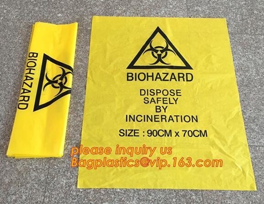 сверхмощные красные медицинские мешки для мусора отброса biohazard, сумки отброса biohazard PE дружественные к Эко, сверхмощный biohazard заразить