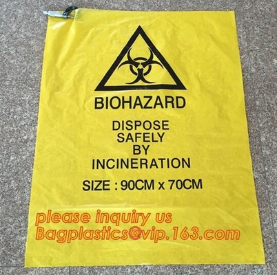 сверхмощные красные медицинские мешки для мусора отброса biohazard, сумки отброса biohazard PE дружественные к Эко, сверхмощный biohazard заразить