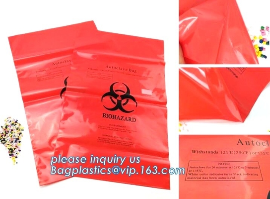 Вкладыш мусорной корзины пластикового biohazard заразный ненужный, сумки Biohazard автоклава, bioha сумки отброса drawstring PE высокой плотности