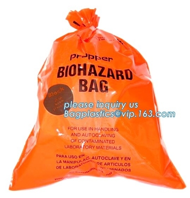 Вкладыш мусорной корзины пластикового biohazard заразный ненужный, сумки Biohazard автоклава, bioha сумки отброса drawstring PE высокой плотности