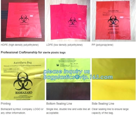 Biohazardous сумки с изготовленным на заказ напечатанные для используемой лаборатории, сумки Biohazard устранимого полипропилена Autoclavable, bagease