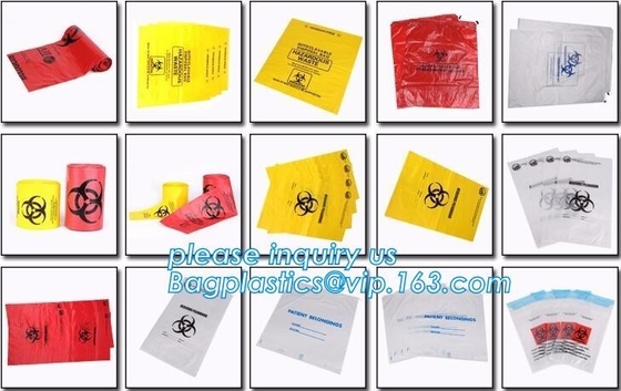 Желтый цвет с мешком для мусора drawstring черного логотипа biohazard пластиковым, высококачественным полезным мешком для мусора с Drawstring, BAGEASE