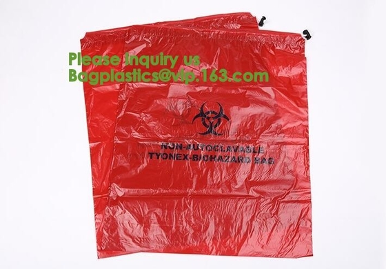 Biodegradable Biohazard Dtrawstring кладет медицинское drawtape в мешки, биологическую сумку опасности, желтую сумку Biohazard - био отход опасности