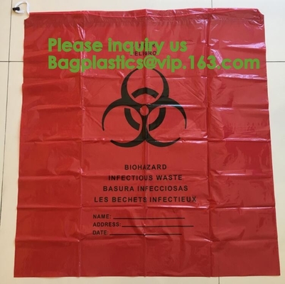 Biodegradable Biohazard Dtrawstring кладет медицинское drawtape в мешки, биологическую сумку опасности, желтую сумку Biohazard - био отход опасности