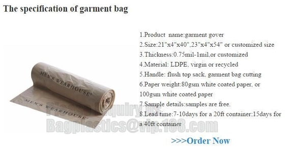 Сумки Drawstring мешка для белья магазина химической чистки устранимые поли, мешки для белья химической чистки для ПАКЕТА одежды BAGEASE