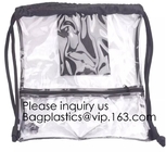 Ясный рюкзак Drawstring PVC Drawstring с карманами для школы, музыкальными фестивалями стороны сетки, спортивными соревнованиями, спортзалами