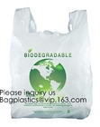 Compostable пластиковый отход любимца кладет в мешки с ручкой футболки, зеленой Compostable хозяйственной сумкой T-мешка, PLA+PBAT, BAGEASE, BAGPAC