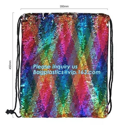 Сияющий рюкзак рюкзака Sequin, рюкзак Sequin сумки сумки Bling рюкзака Drawstring яркого блеска светя, bagplastic