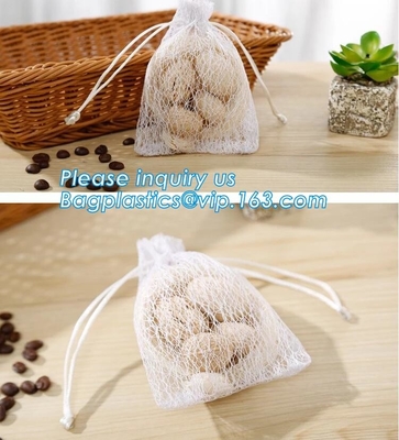 сумка для сухого хранения плода, сумки raschel drawstring сетки нейлона хлопка фабрики фарфора выдвиженческая белая сетки нейлона, bagease