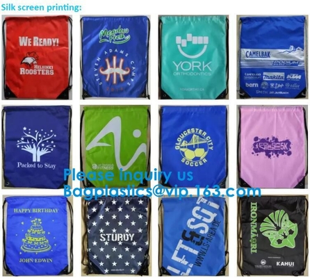 Сумки строки притяжки полиэстера рюкзака Drawstring спортзала спорта, сумки рюкзака Drawstring Dacron, bagease, bagplastics
