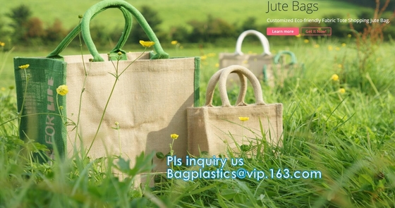 ручки хозяйственной сумки джута нормального размера eco сумка tote дружелюбной небольшой складной естественной гессенская, напечатанные естественные покупки джута