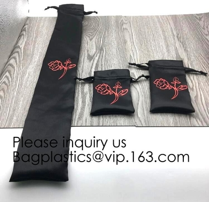 Бежевая сумка Drawstring сатинировки для ботинка, пурпурного мешка сатинировки с лентой, сумкой Drawstring сатинировки логотипа, сумкой расширения волос, подарком w