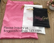 Подгонянная сумка держателя чашки Drawstring, белая сумка сатинировки с розовым печатанием золота и лента, swimwear, пакет pac нижнего белья