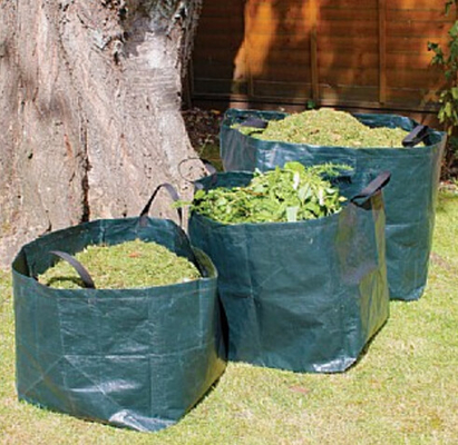 Сборника лист квадрата сад нижнего зеленого Biodegradable кладет мешки в мешки отхода сада СПЛЕТЕННОЙ ткани PP с ручками