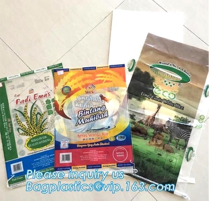 Изготовленная на заказ recyclable сумка упаковки еды бумаги kraft прокатанная сплетенная pp с печатанием логотипа, packagi удобрения мочевины 25kg 20kg