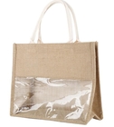 Сумка Tote пляжа с внутренним карманом, джутом кладет сумку в мешки джута несущей естественной бакалеи вина PVC соединения мешковины упаковывая