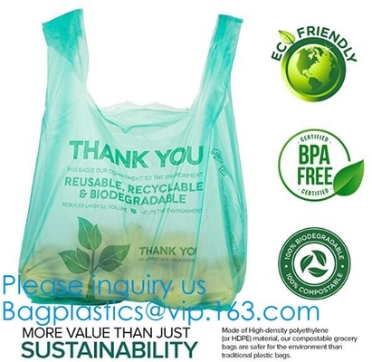 Хозяйственная сумка несущей жилета Biodegradable пластиковой сумки еды футболки Compostable, дом ASTM D6400 Biodegradable Tran компоста
