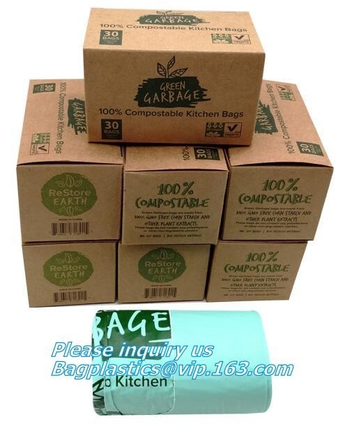 Вкладыша ящика кухни отброса майцены мешок для мусора Biodegradable Compostable плоский на крене, Caddy кухни Biobag Compostable