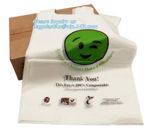 biodegradable пакуя сумки, сумка футболки Biobag Compostable, Compostable сумка футболки, degradable жилет ca изготовителя сумки