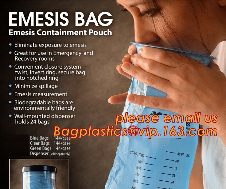 устранимые портативные медицинские сумки emesis, сумка emesis рвоты водоустойчивой воздушной болезни избавления пластиковая, пакет сумки Emesis 50,