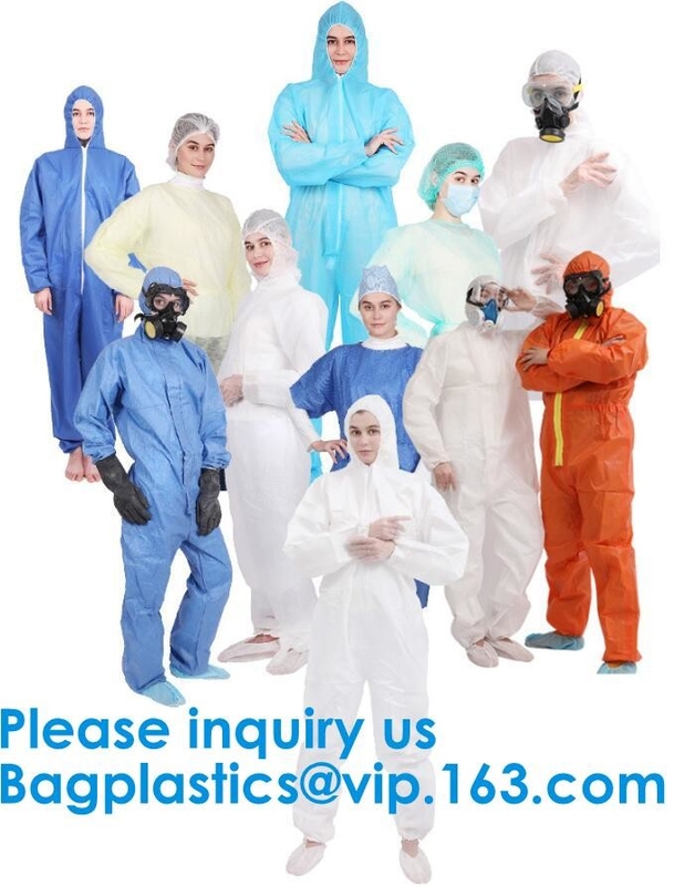 Coverall полипропилена, устранимый, эластичный тумак, белый, дополнительно большая, Coverall SMS с клобуком, устранимым, эластичным тумаком, X-Larg