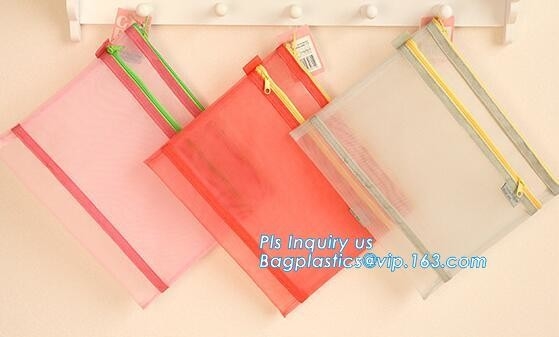 Сумка сетки документа молнии прослойки PVC, сумка молнии сетки для офиса &amp; документ A4 файла школы, сумка документа сетки молнии