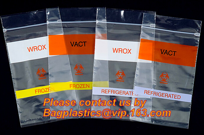 сумка молнии образца BioHazard 3-слоя, сумки Biohazard образца Reclosable с задним мешком, молнией запирая мешок Biohazar