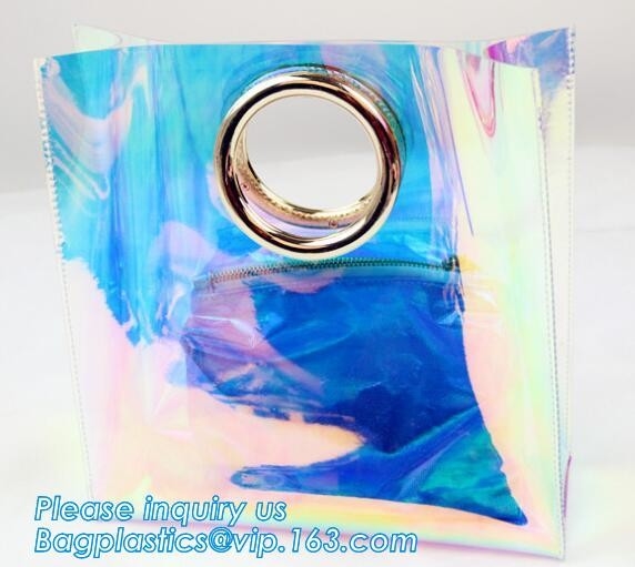 Изготовленная на заказ мода сумки Tote PVC шнурует сумку Tote PVC с неоном, сумкой BagBeach покупателя сумки пляжа сумки Tote плеча, БУМАЖНИКОМ, CLUTC